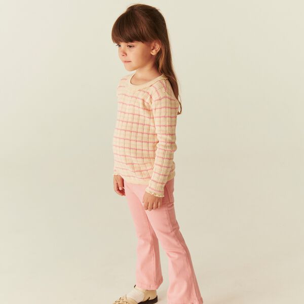 Knitted Stripe Pointelle LS Blouse, Copenhagen Colors Organics
