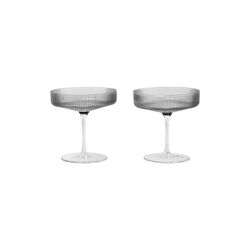 Ripple Champagne Saucers 2 pcs, smoked grey, ferm LIVING