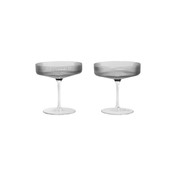 Ripple Champagne Saucers 2 pcs, smoked grey, ferm LIVING