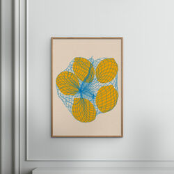Five Lemons in a Net Bag, Poster & Frame