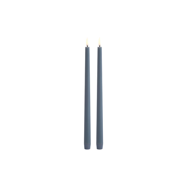LED Slim Taper Candle 32 cm 2 pcs, hazy blue, Uyuni Lighting