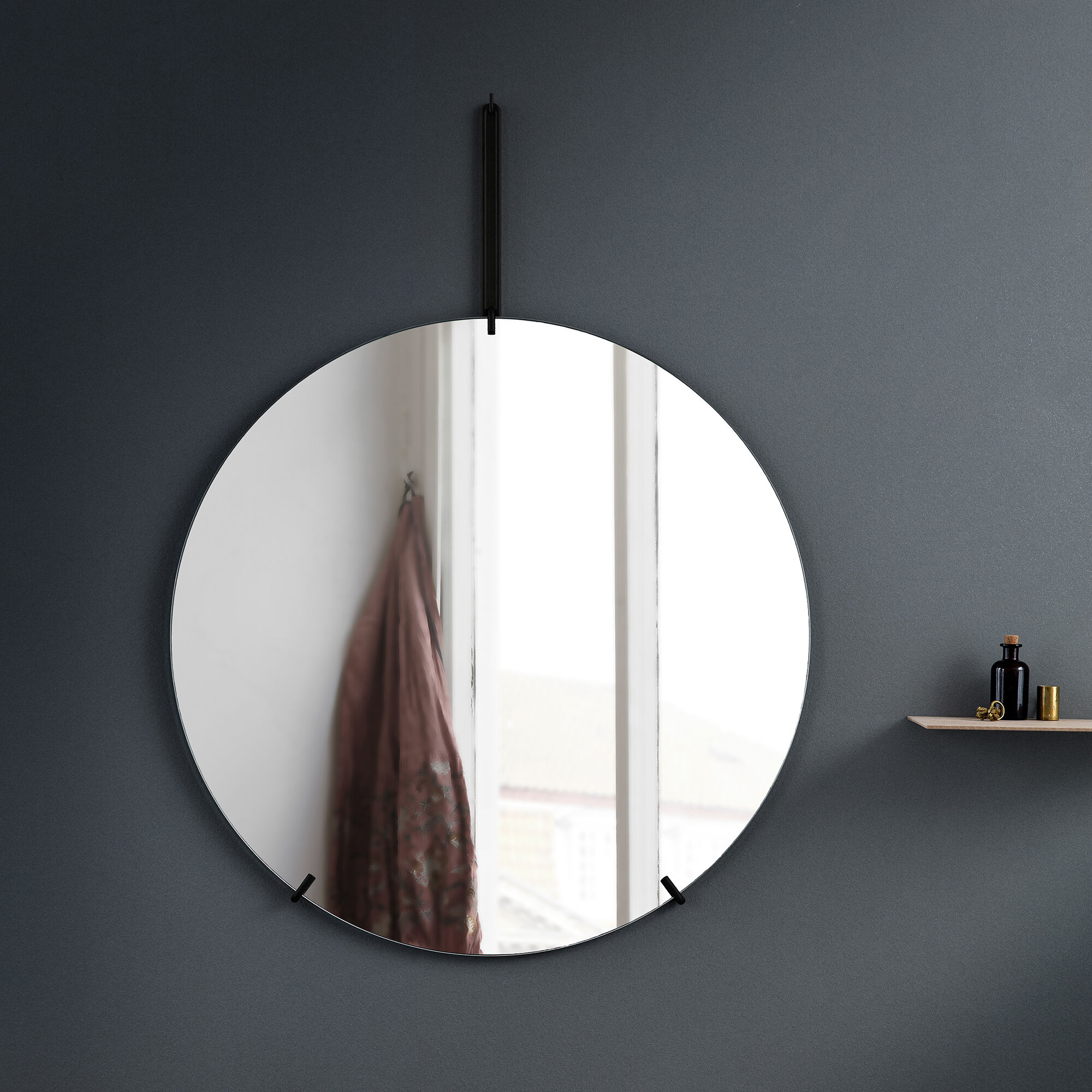 MOEBE MIRROE BLACK φ20cm Køb Wall Mirror, black | MOEBE