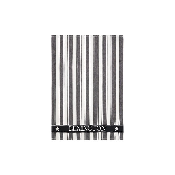 Icons Cotton Twill Waffle Striped Kitchen Towel, black/white, Lexington