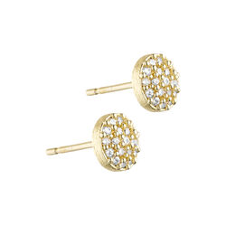 Mia round post ørering, guldbelagt/zirkoner, Pure by Nat