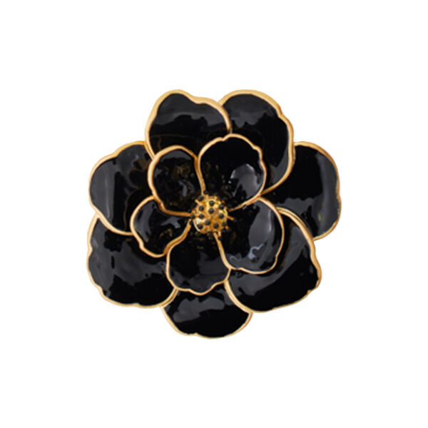 PEONY flower pendant medium, carbon black, bangle up