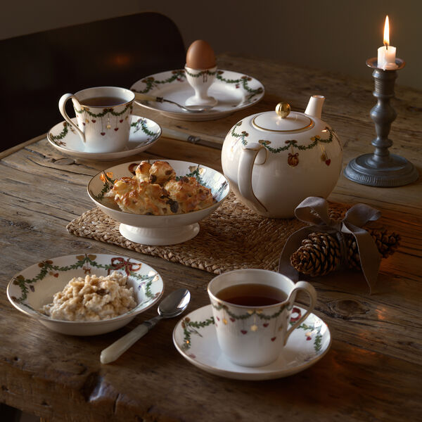 Stjerne Riflet Jul skål på fod 42 cl, Royal Copenhagen