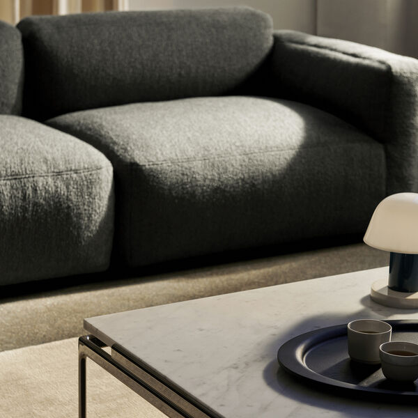 Sett LN13 Coffee Table, bianco carrara marble/dark chrome, &Tradition