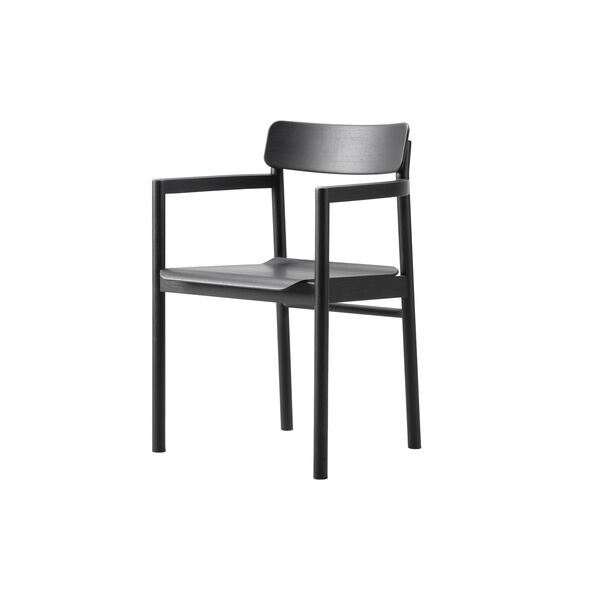 3445 Post spisebordsstol med armlæn, sortlakeret eg 3445 Post spisebordsstol med armlæn, sortlakeret eg, Fredericia Furniture