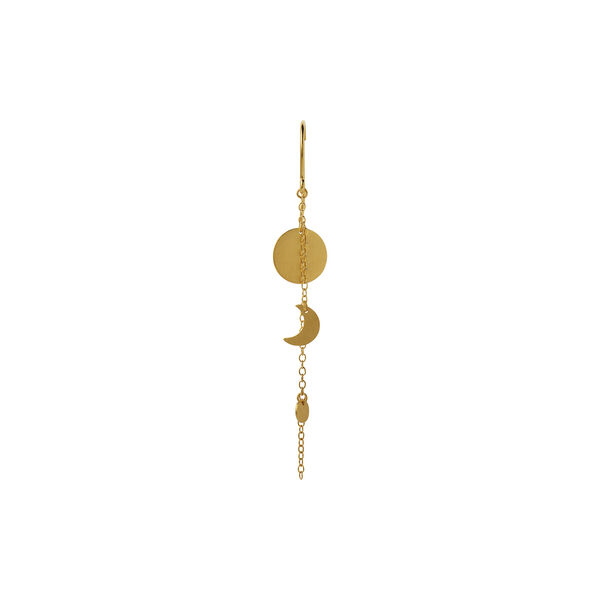 Sun and Moon Earring with Chain Single, gold Sun and Moon Earring with Chain Single, gold, Stine A Jewelry