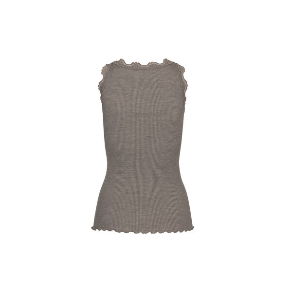 Silketop med blonder, brown melange, Rosemunde