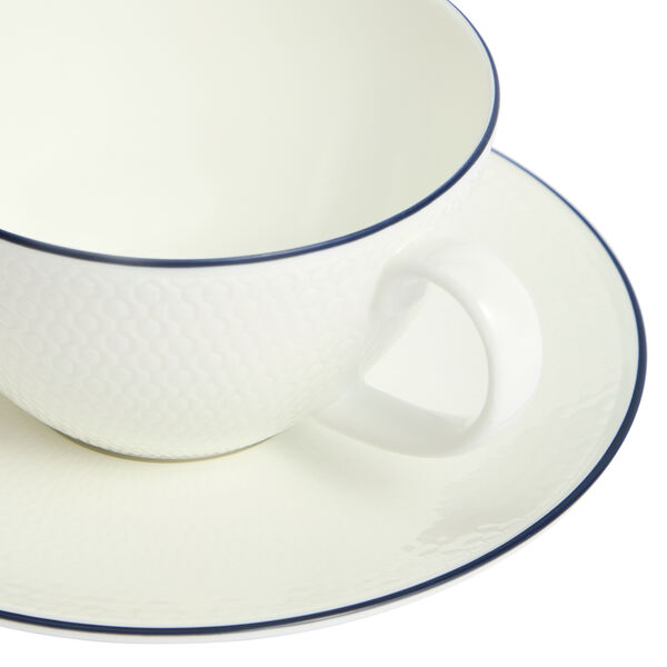 Gio Teacup with saucer, white/blue line, Wedgwood