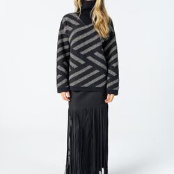 Knit with stripe pattern, black/sand stripe, Coster Copenhagen