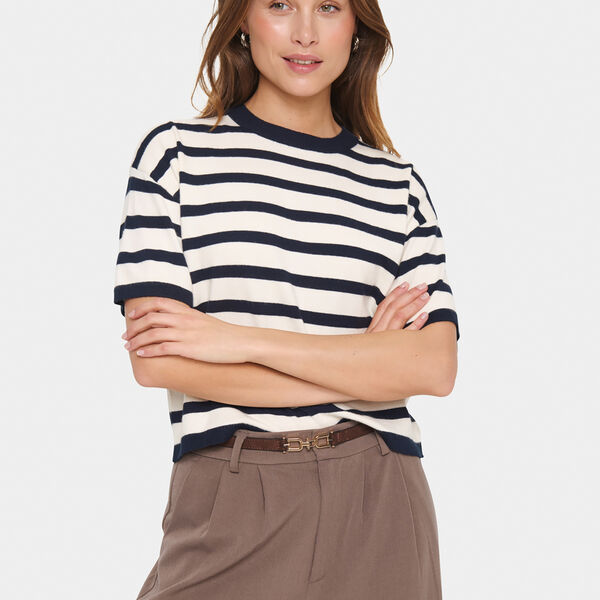 LikamSZ Striped Pullover, winter white nightsky stripe, Saint Tropez