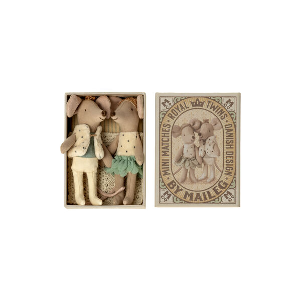 Lillesøster & lillebror royale tvillingemus i æske, Maileg