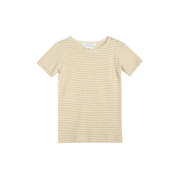 Stripe Tee Short, chamomile/offwhite, Serendipity