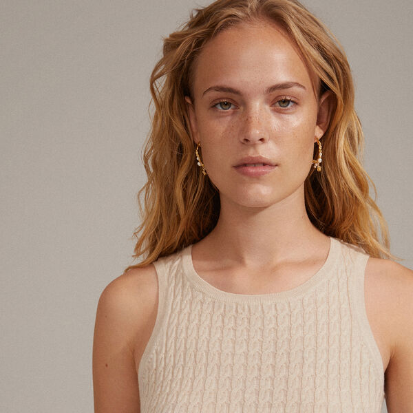 ANA perle & krystal hoops, guldbelagt, Pilgrim