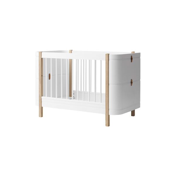 Wood Mini+ tremmeseng ekskl. junior kit 68x122 cm, hvid/eg, Oliver Furniture