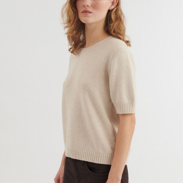 Cady SS O-neck, beige mel., Basic Apparel
