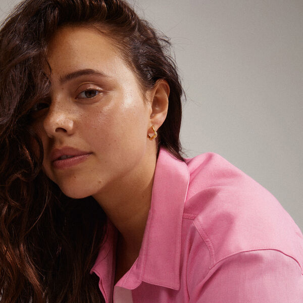 EVRA recycled organiske krystal hoops, guld, Pilgrim