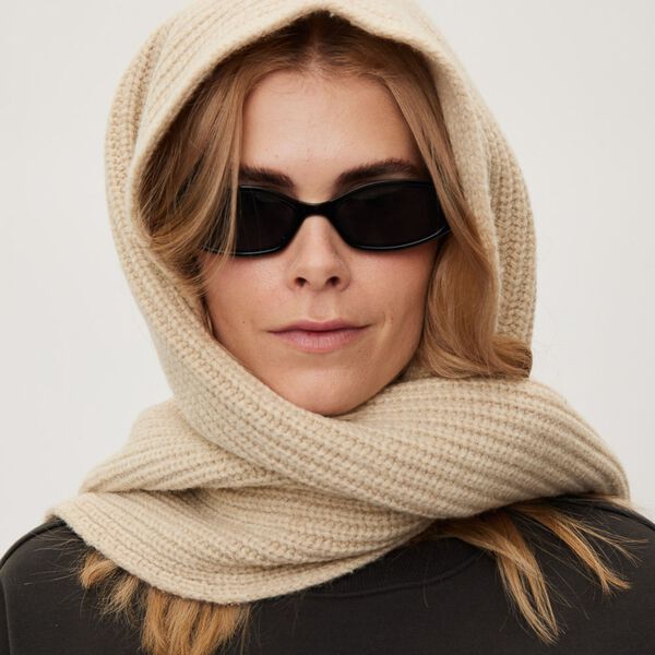 Knitted Scarf Fringes Chamonix, fossil melange, Rethinkit