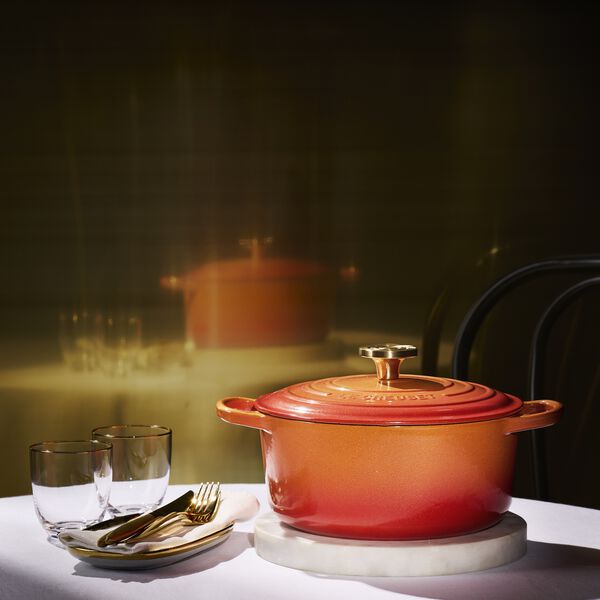 Rund st&oslash;bejern Jubil&aelig;umsgryde &Oslash; 24 cm, flamme dor&eacute;e, Le Creuset