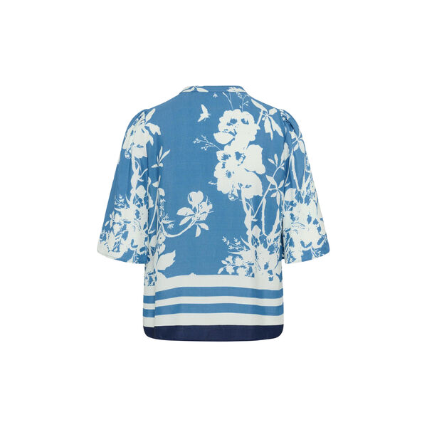 RashedaSZ Blouse, vallarta blue flower bouquet, Saint Tropez