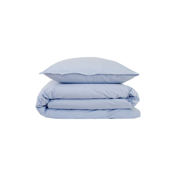 Vintage strib sengetøj, blå, Geismars Væverier