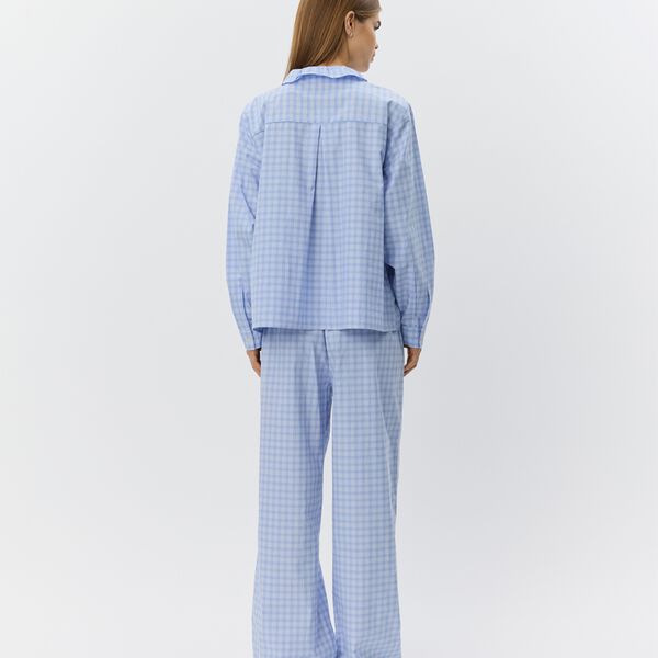 JordenSW Check Wide Leg Trousers, blue, Sofie Schnoor