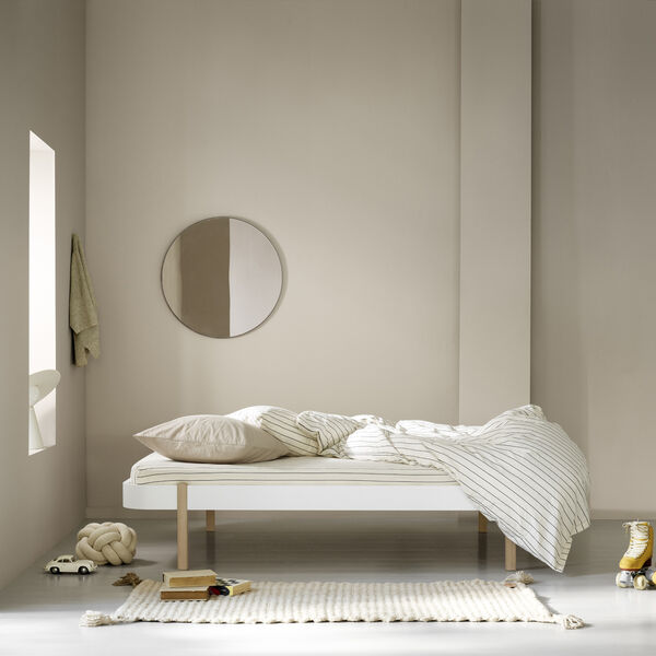 Wood lounger seng 120 cm, hvid/eg, Oliver Furniture