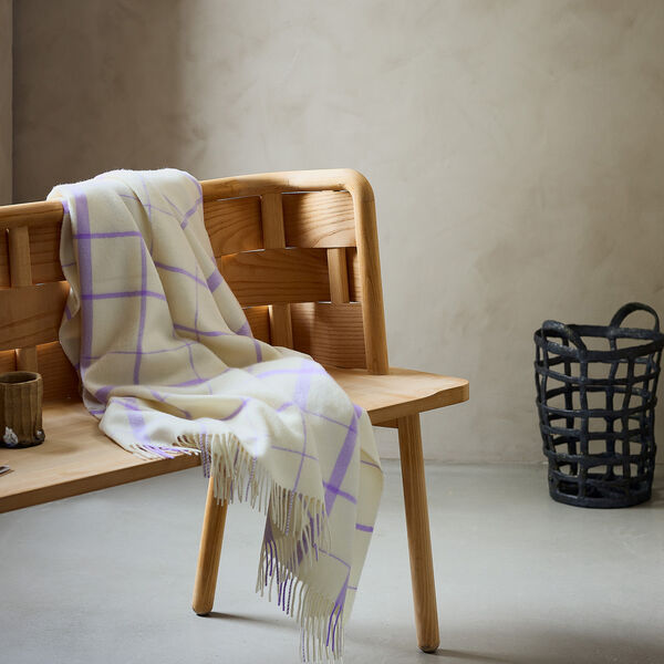 Warp and Weft plaid, 02106 vibrant - raw white/lilac, Silkeborg Uldspinderi