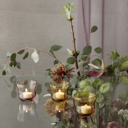 Calabas fyrfadsstage, amber, Holmegaard