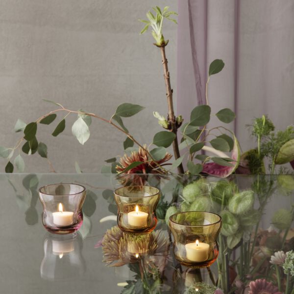 Calabas fyrfadsstage, amber, Holmegaard