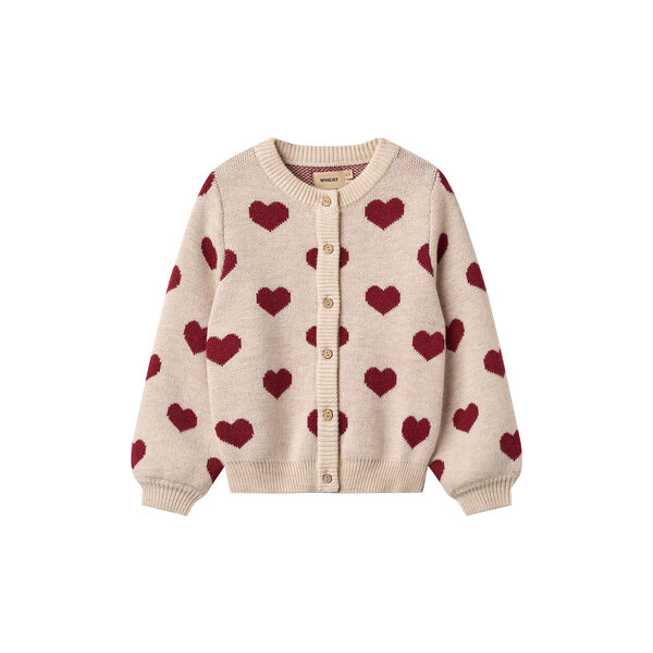Jacquard Cardigan Hearts, offwhite melange, Wheat