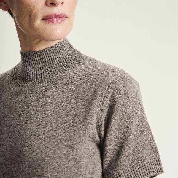 Kumo cashmere kort&aelig;rmet bluse, shark melange, BITTE KAI RAND