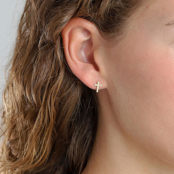 CLARA Crystal Cross Ørestikker, gold plated CLARA Crystal Cross Ørestikker, gold plated, Pilgrim