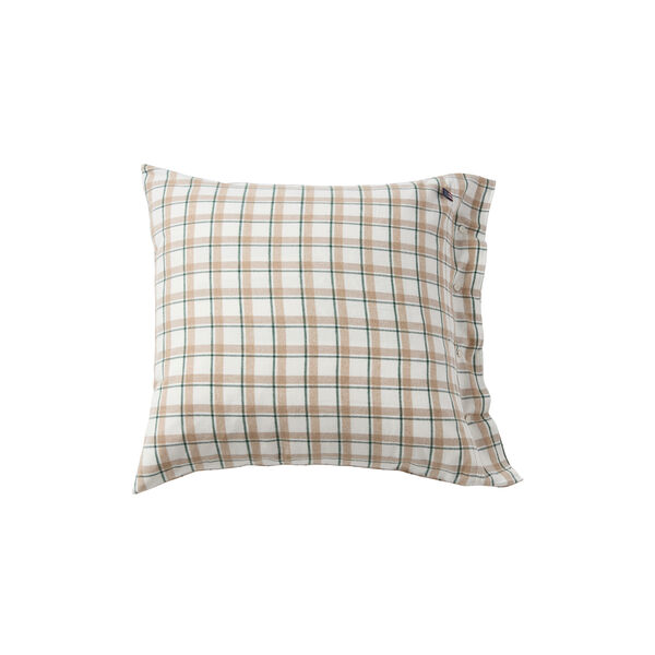 Checked Flannel Pillowcase, green/beige/white, Lexington