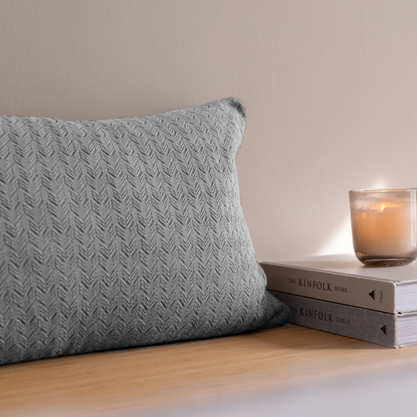 Strikket Plaid Wave, med grey melange, By LOHN