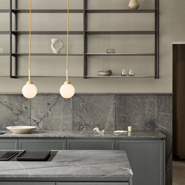 Apiales 1 Small Pendant, brushed brass/opal, Nuura