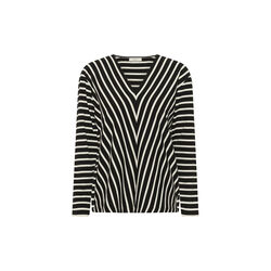 DellaIW V-Neck T-Shirt, black / whisper white stripe, InWear