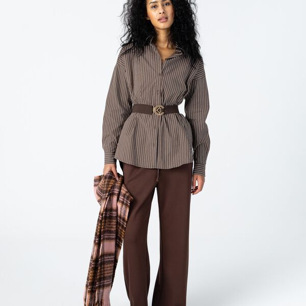 Classic shirt - boxy fit, brown/white stripe, Coster Copenhagen