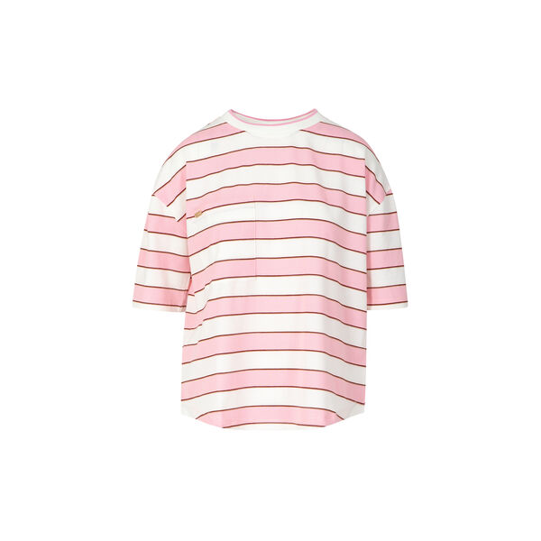 Jersey rib t-shirt, white/pink stripe, Coster Copenhagen
