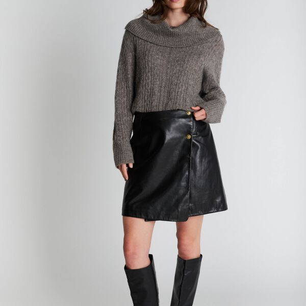1034PBOKomi leather skirt, black, PBO