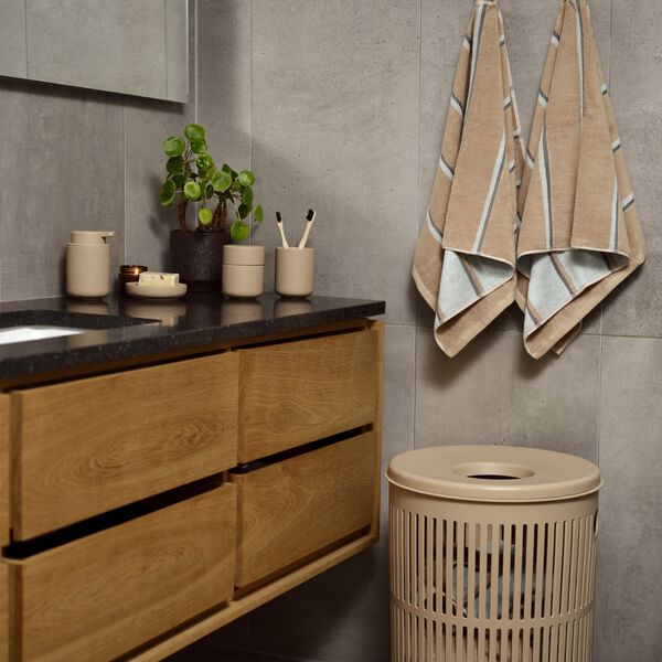Sauna h&aring;ndkl&aelig;de, camel/ice blue/olive green, Zone Denmark
