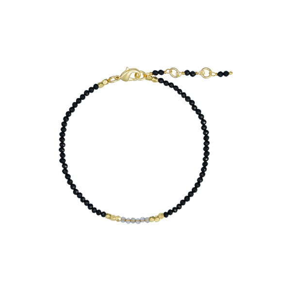 Lea armb&aring;nd m. &aelig;delstene, guldbelagt/black spinel, Pure by Nat