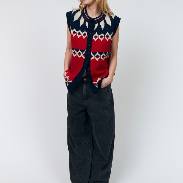 CleoLL Knit Vest SL, red, Lollys Laundry