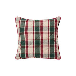 Quilted Checked Pillow Cover, green/red/beige, Lexington
