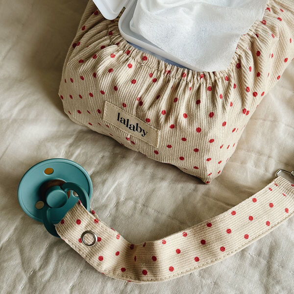 Pacifier Clip, red dot, Lalaby