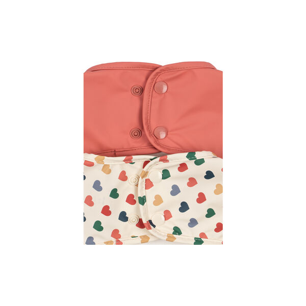 2 Pack Dinner Bib With Sleeves, coeur colore/faded rose, Konges Sl&oslash;jd