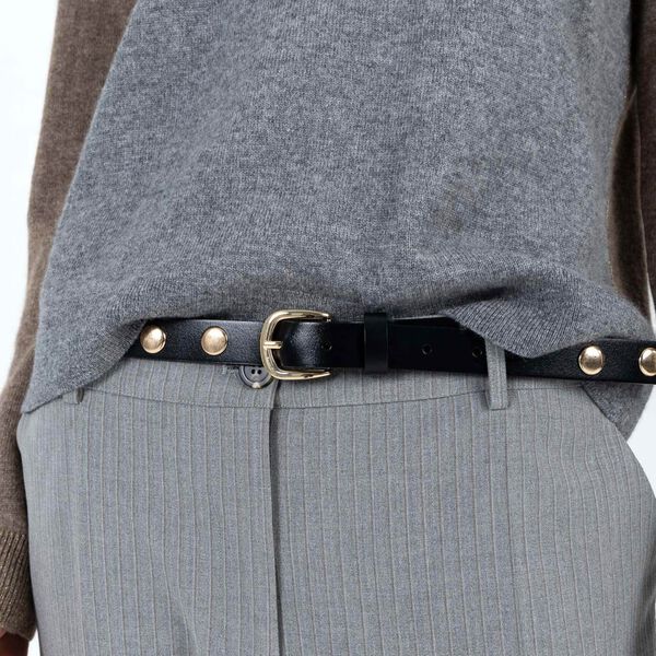 Leather belt with studs, black/gold, Coster Copenhagen