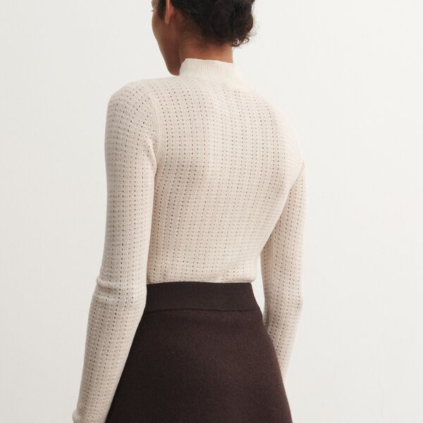 High Neck Pointelle Top, ecru, FUB